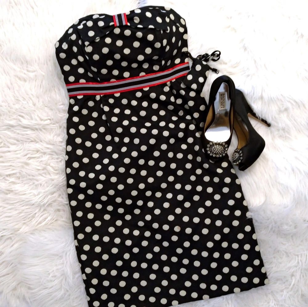 Anthropologie Maeve Black Polka Dot Pin Up Dress